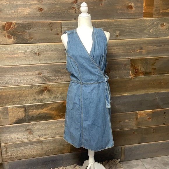 Rafaella Dresses & Skirts - Vintage y2k Denim Wrap Tie Jean Dress M